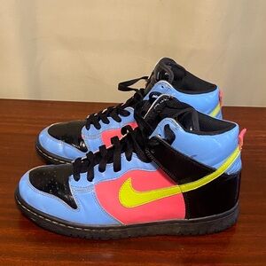 Nike Dunk Hi 07’ Retro Black Patent /University Blue flamingo 7Y